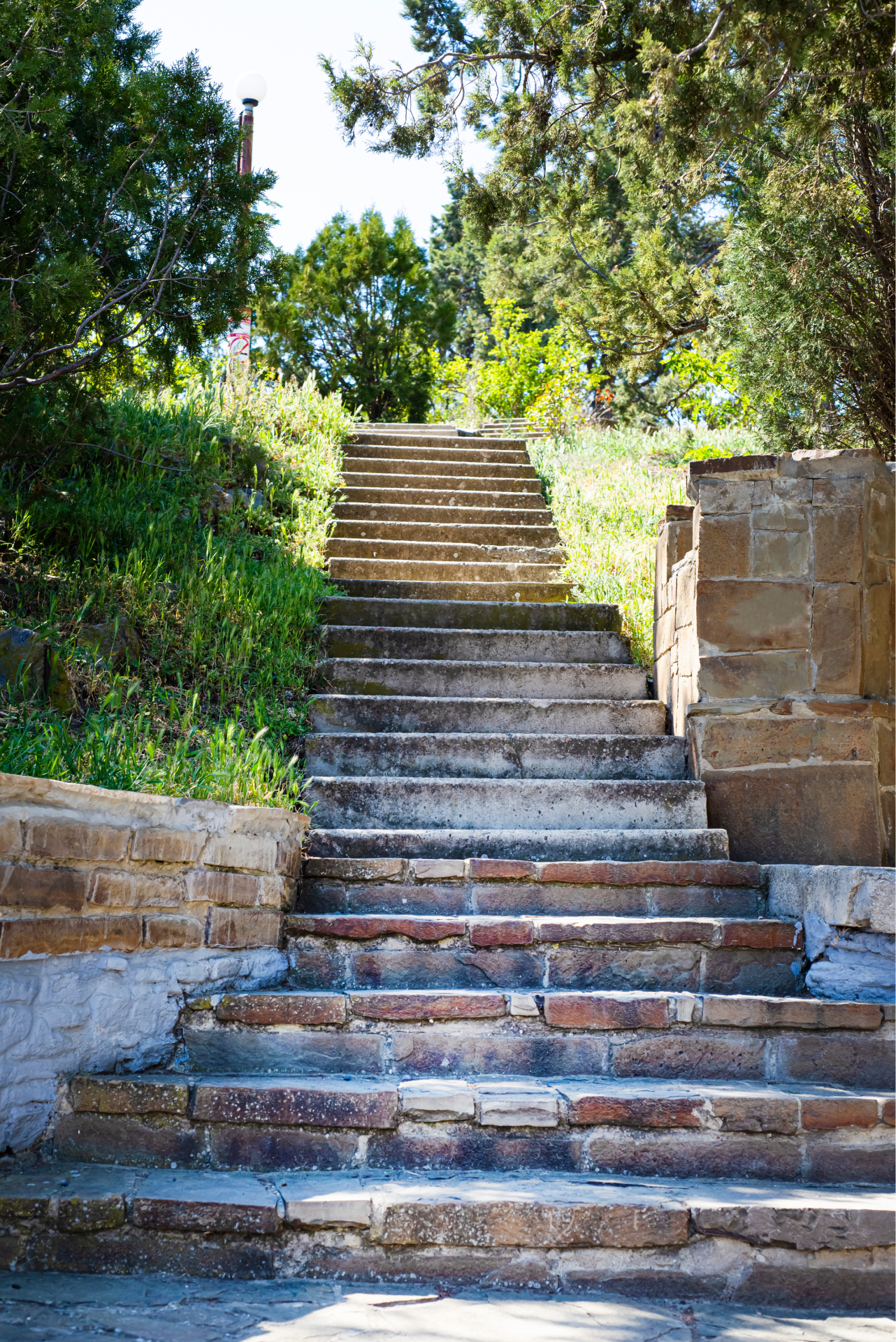 Stone staircase in the park rising up