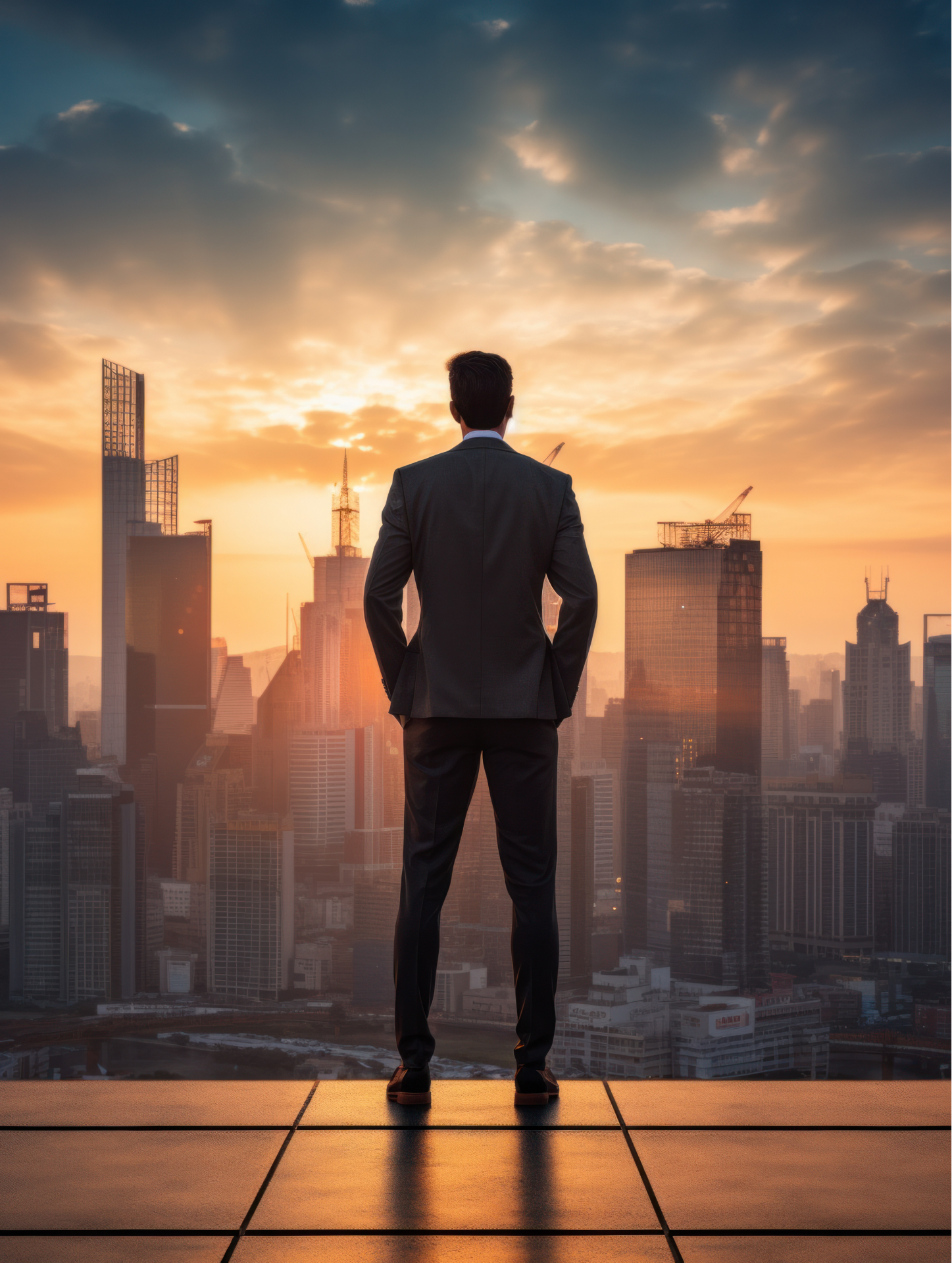 businessman at sunset